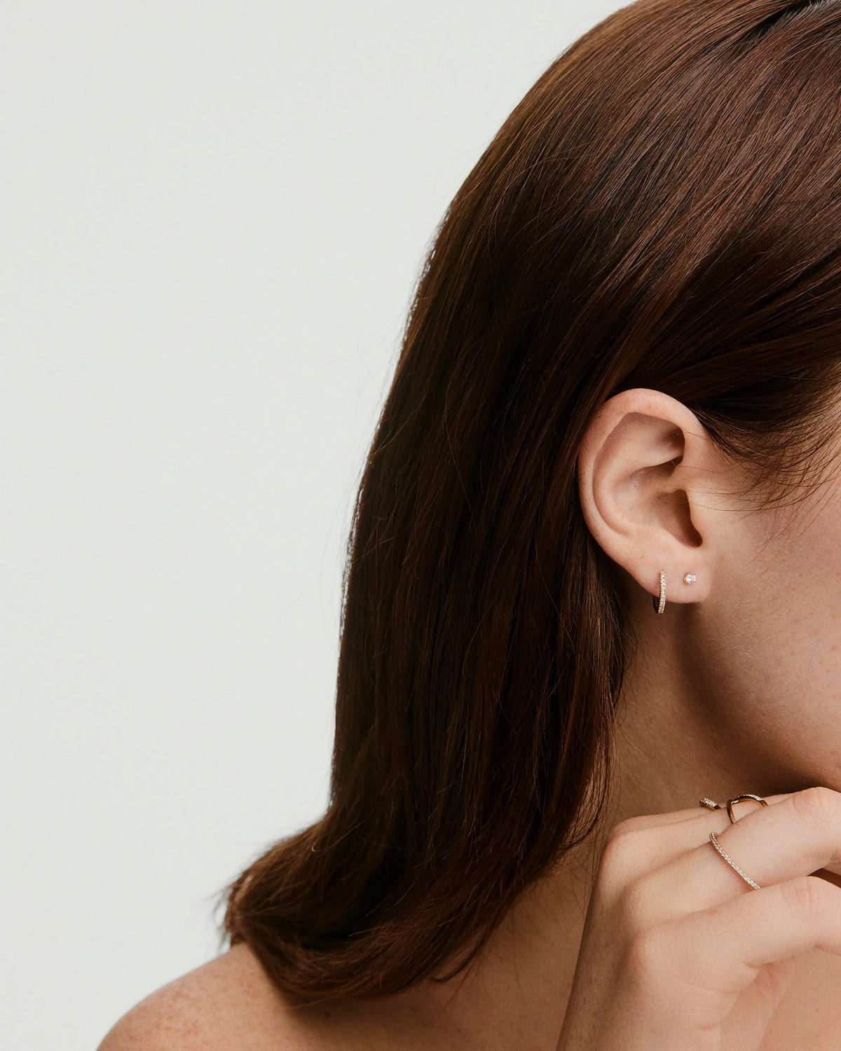 Pavé Diamond Huggie Hoop Earrings