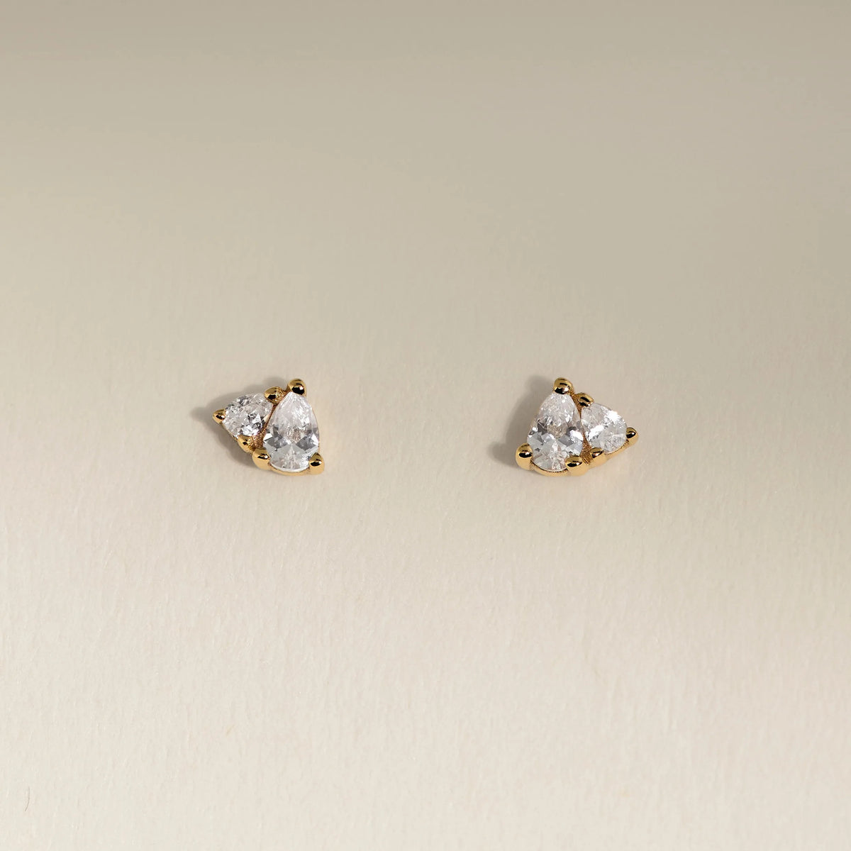 Pear Cluster Stud Earrings in Gold