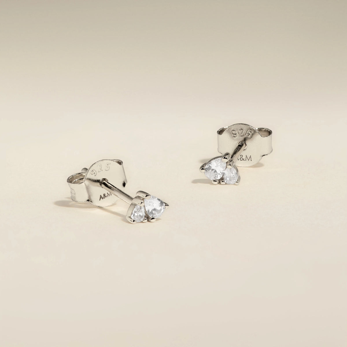 Pear Cluster Stud Earrings in Silver