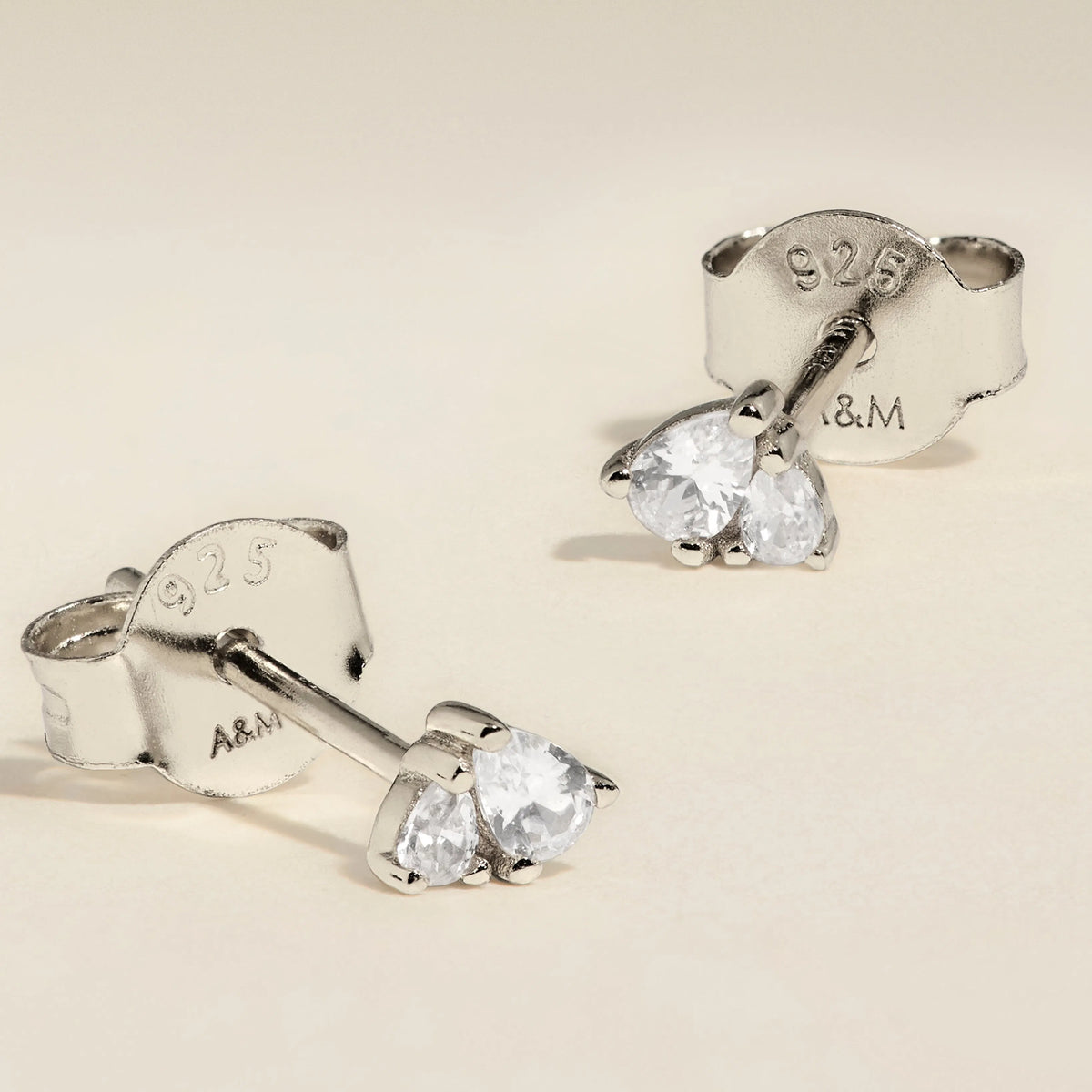 Pear Cluster Stud Earrings in Silver