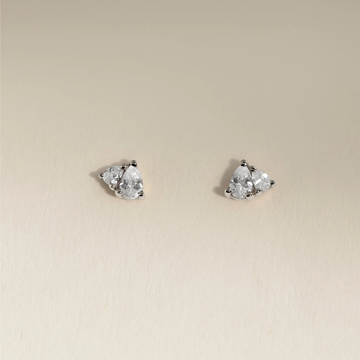 Pear Cluster Stud Earrings in Silver