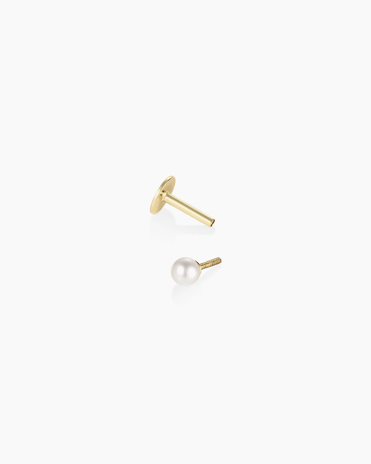 Pearl Flat Back Single Stud in 14K Solid Gold