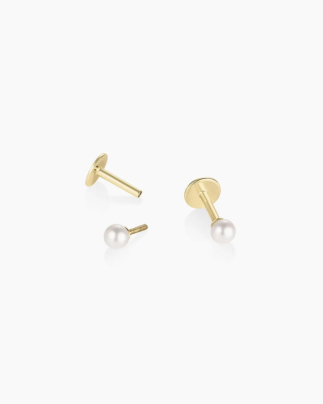 Pearl Flat Back Studs in 14K Solid Gold