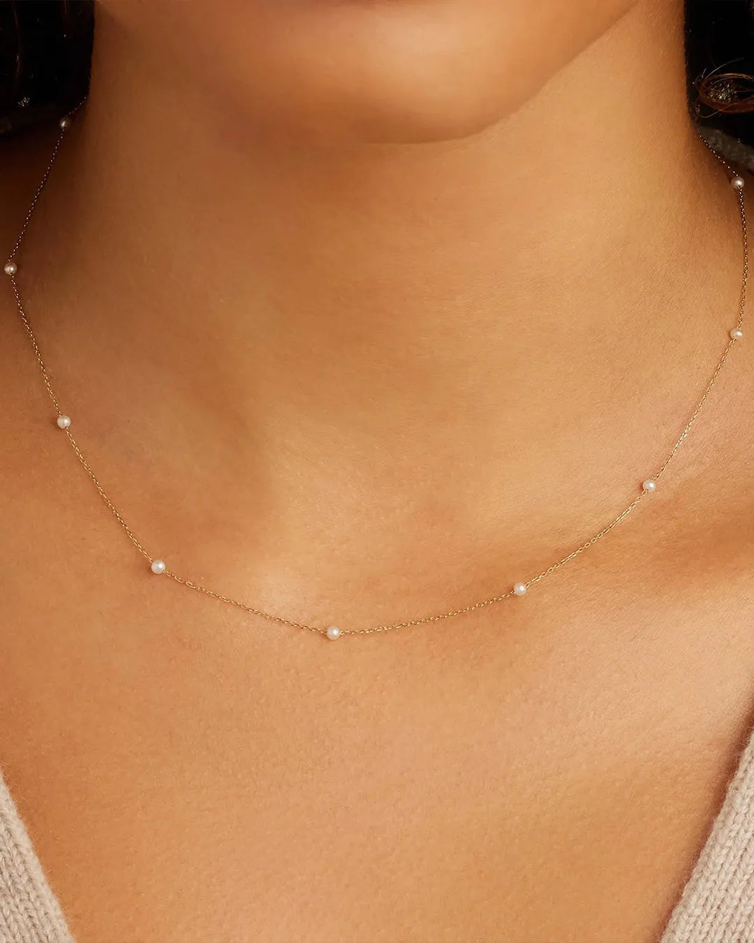 Pearl Newport Necklace in 14K Solid Gold