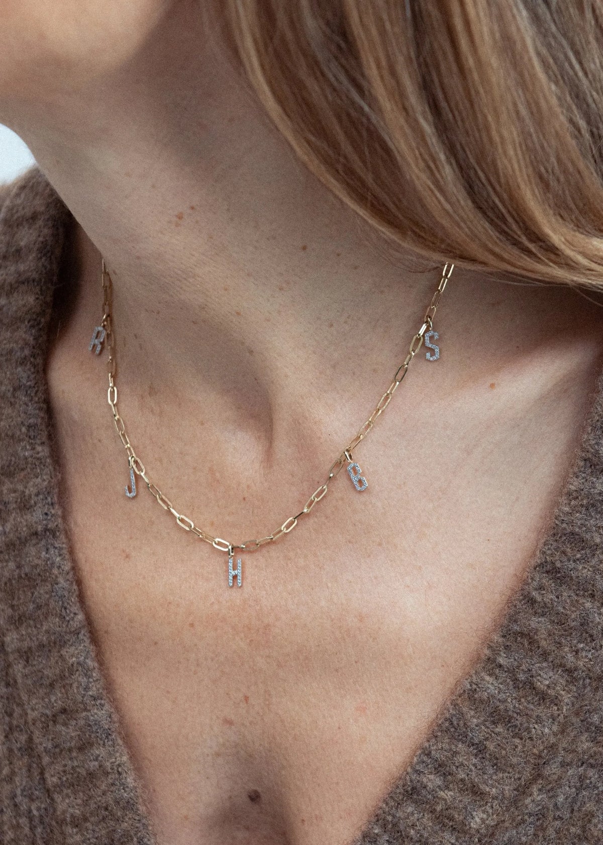 Personalised Initial Diamond Necklace in Solid Gold
