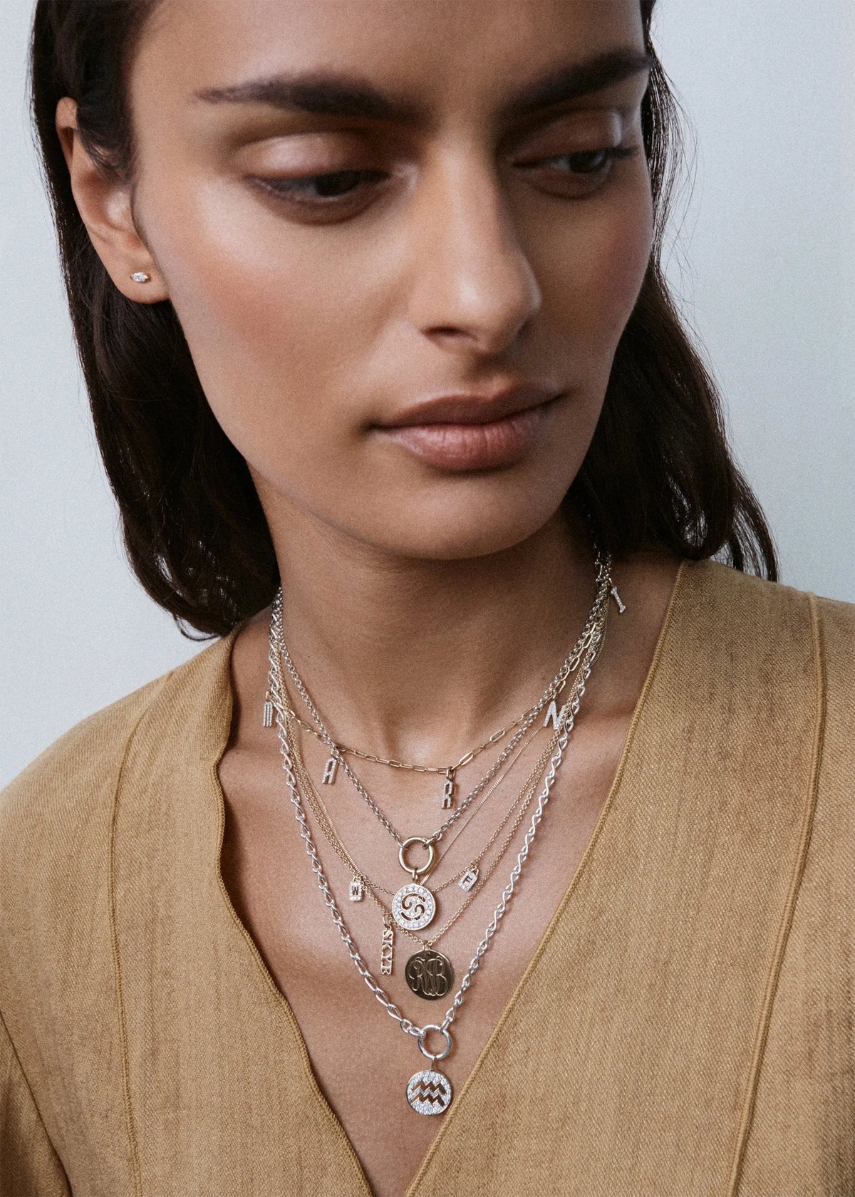 Personalised Initial Diamond Necklace in Solid Gold