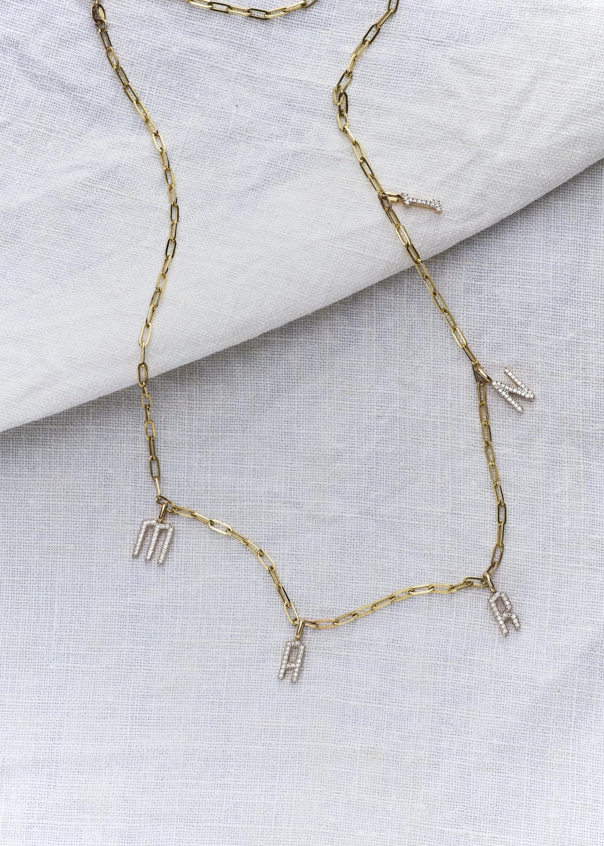 Personalised Initial Diamond Necklace in Solid Gold