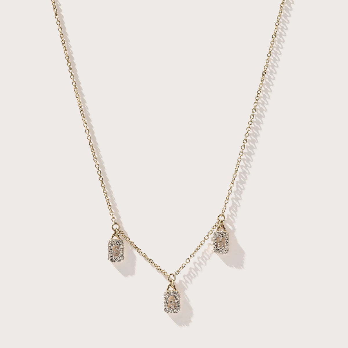 Personalised Tiny Diamond Tag Necklace