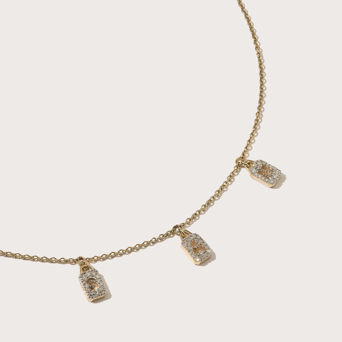 Personalised Tiny Diamond Tag Necklace