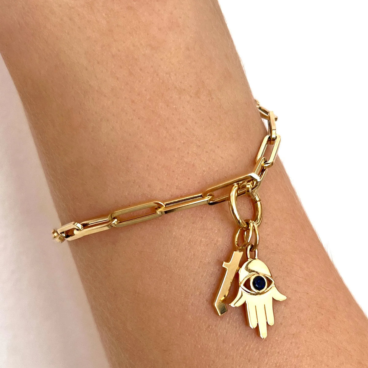 Petite Round Connector Charm Clasp in 14K Gold