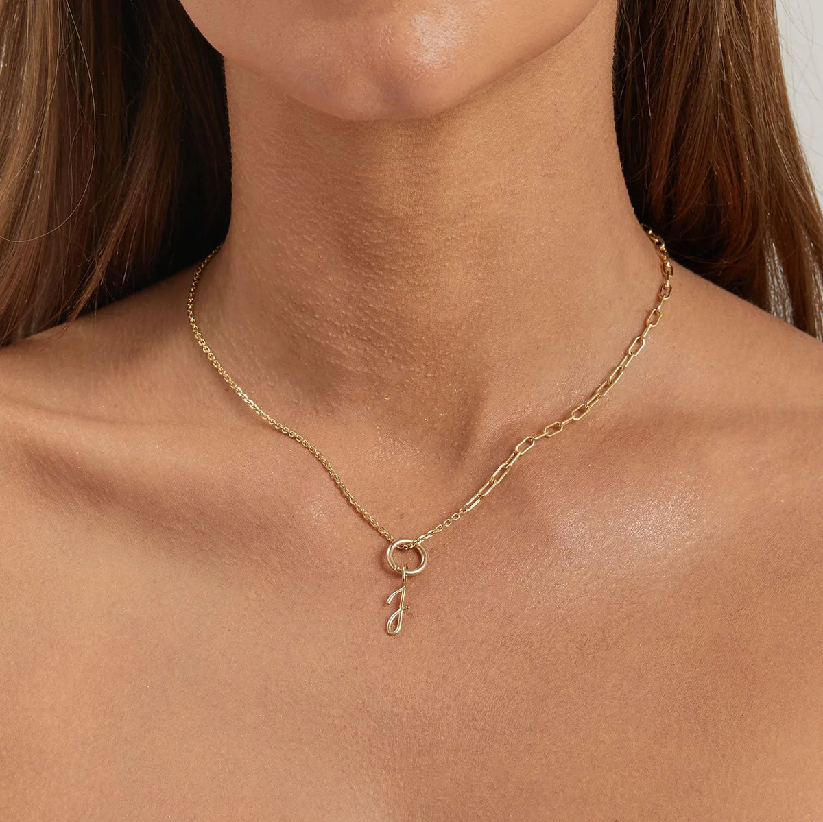 Petite Round Connector Charm Clasp in 14K Gold