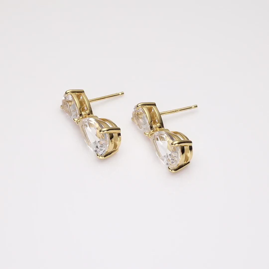 Lab Grown White Sapphire Pear Drop Earrings