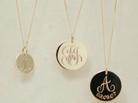 Large Hand-Engraved Disc Pendant in Solid Gold