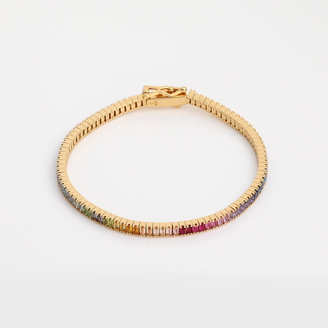 Ombré Rainbow Baguette Tennis Bracelet