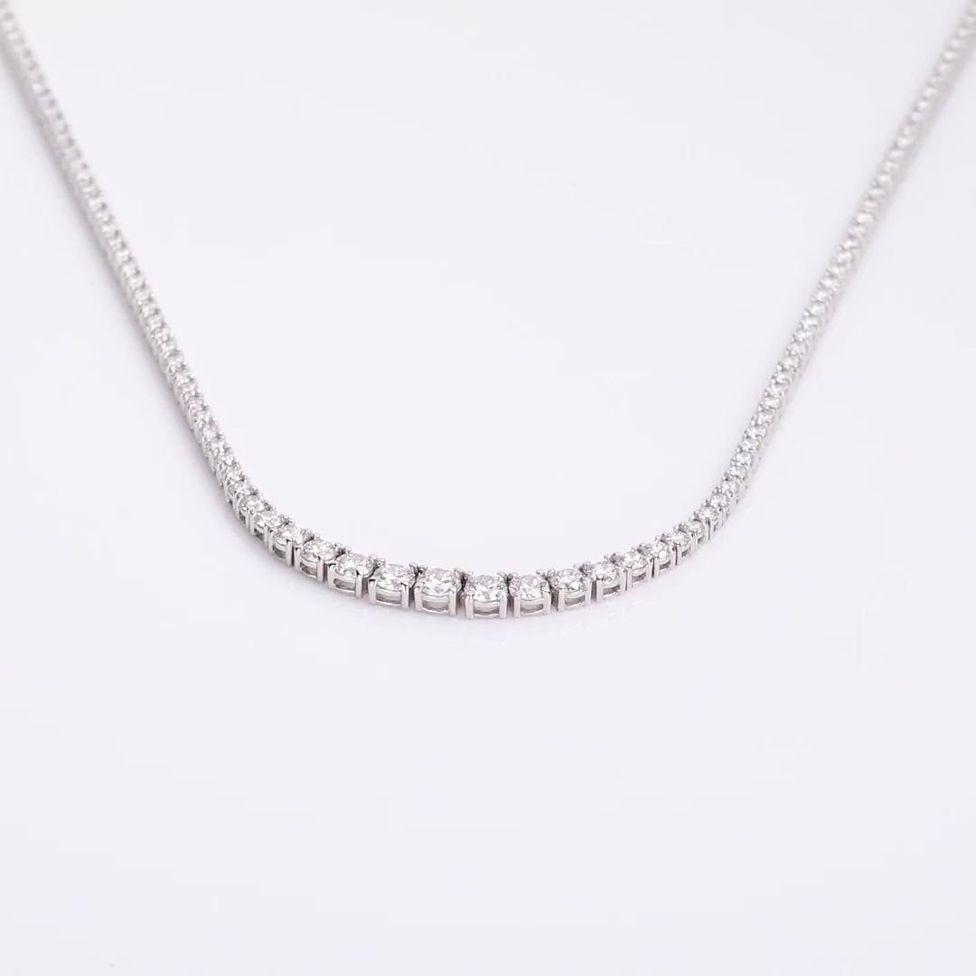 Lab Grown White Sapphire Graduated Modern Tennis Necklace