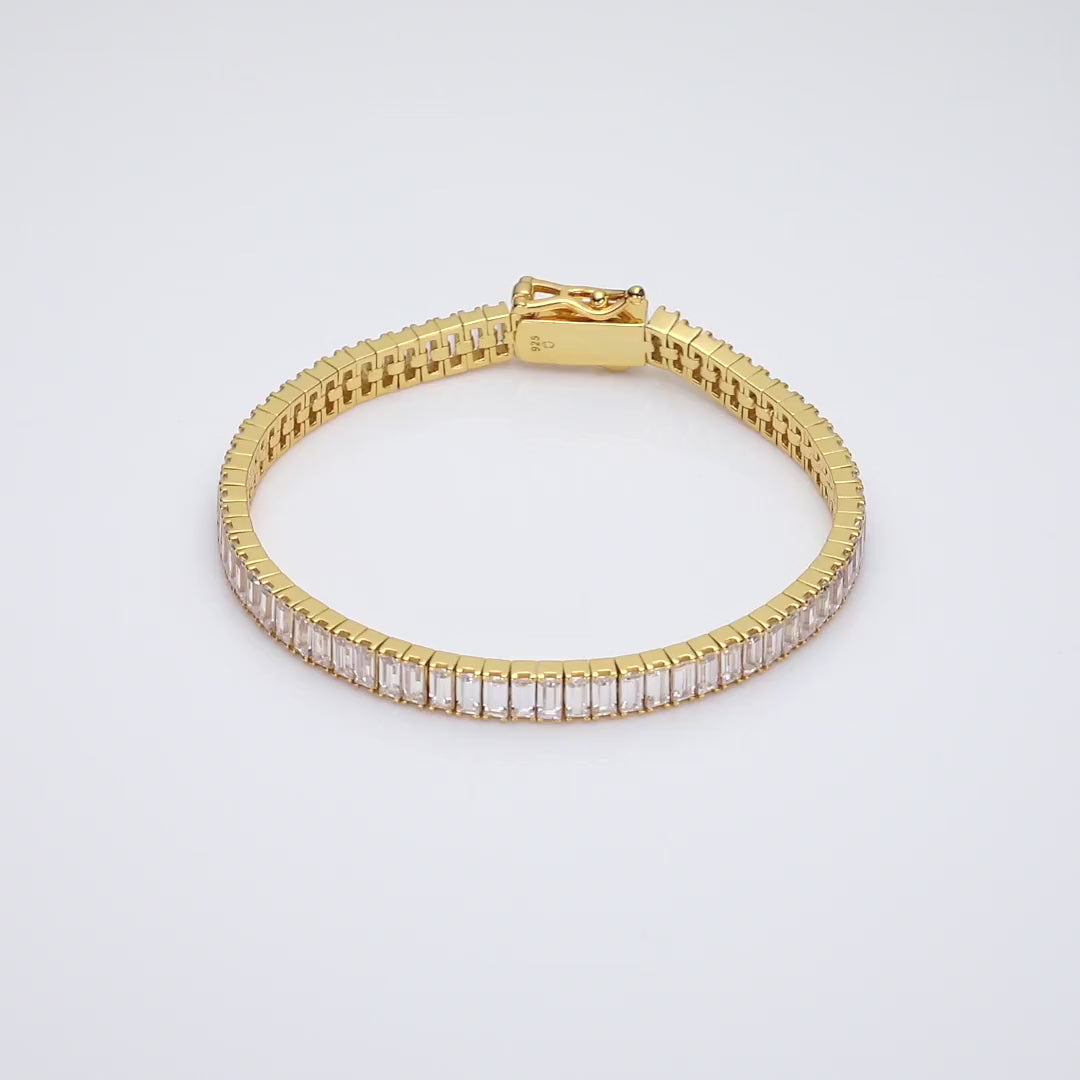 Lab Grown White Sapphire Baguette Tennis Bracelet