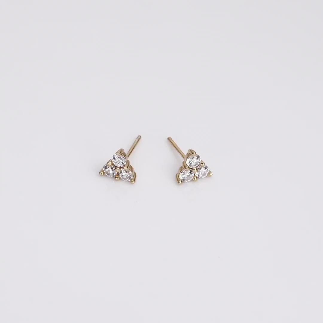 Lab Grown White Sapphire Trinity Stud Earrings
