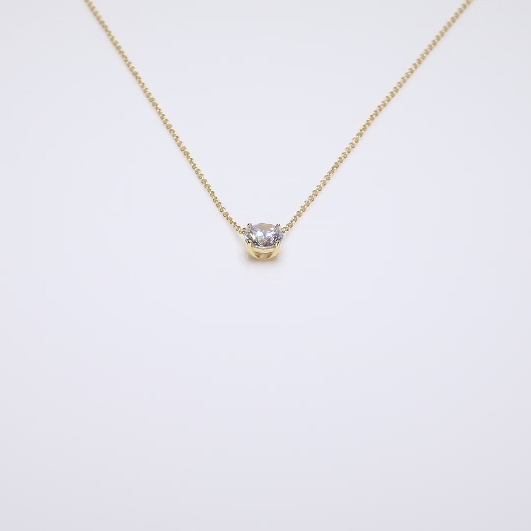 Round Gemstone Solitaire Necklace