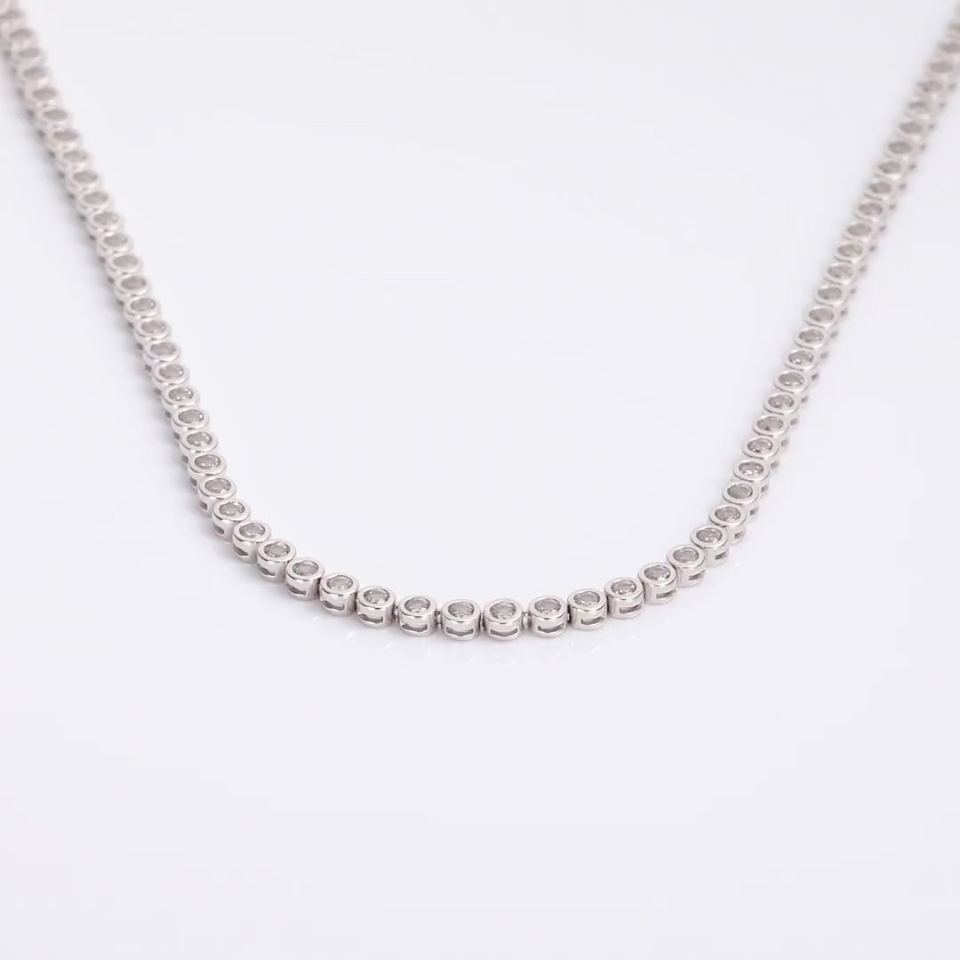 Lab Grown White Sapphire Bezel Tennis Necklace