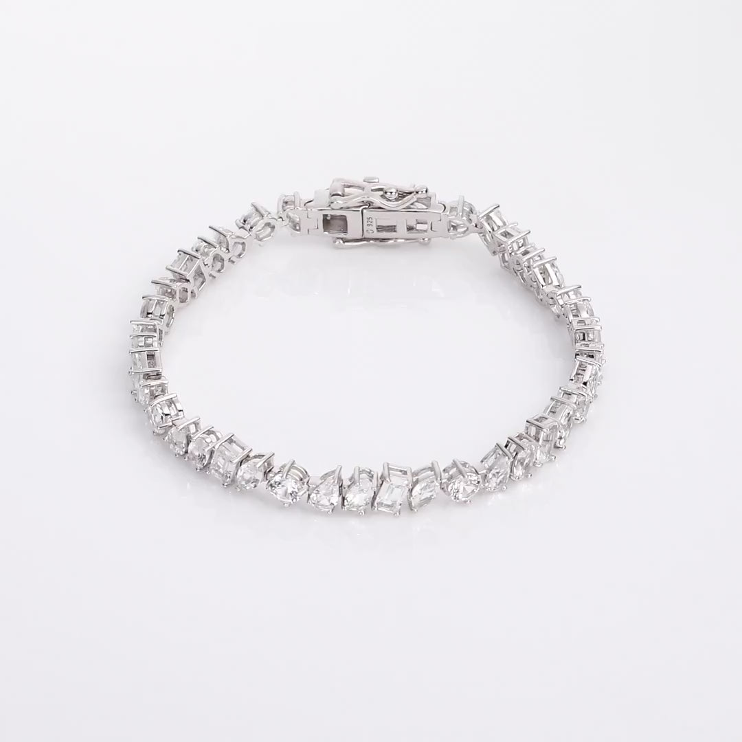 Lab Grown White Sapphire Mixed Shape Tennis Bracelet