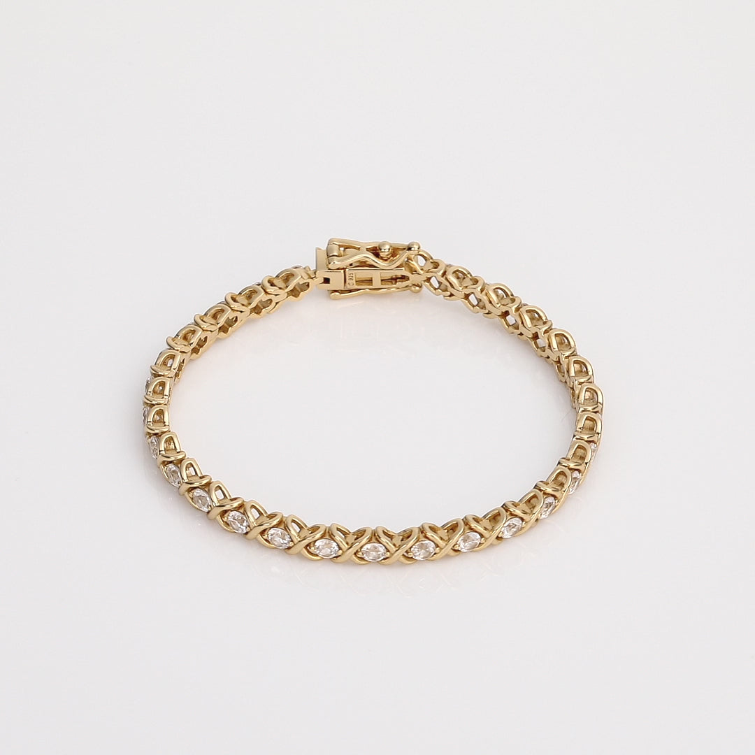 Lab Grown White Sapphire X Estate Tennis Bracelet