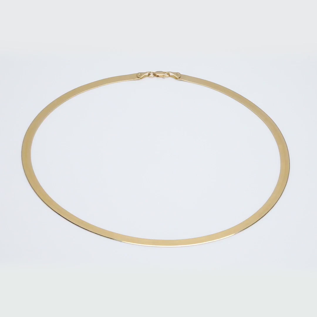 Gold Herringbone Chain Necklace