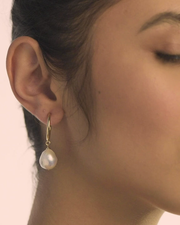 Monaco Baroque Pearl Hoop Earrings