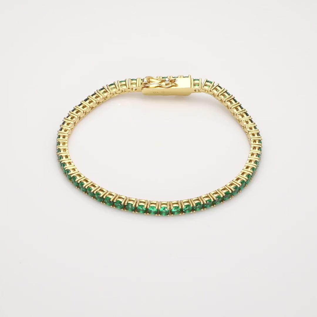 Lab Grown Green Emerald Tennis Bracelet