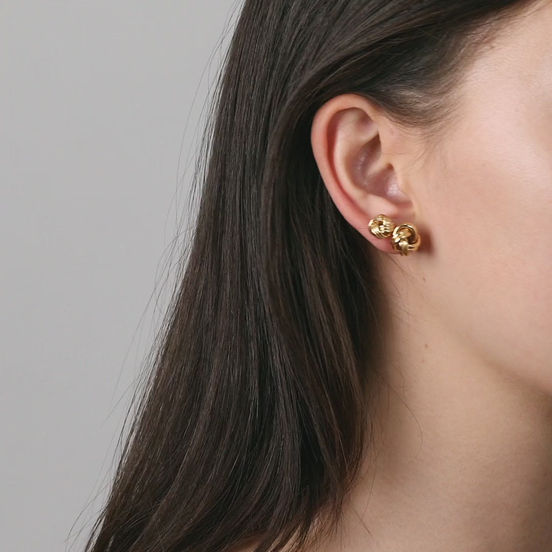 Gold Knot Stud Earrings