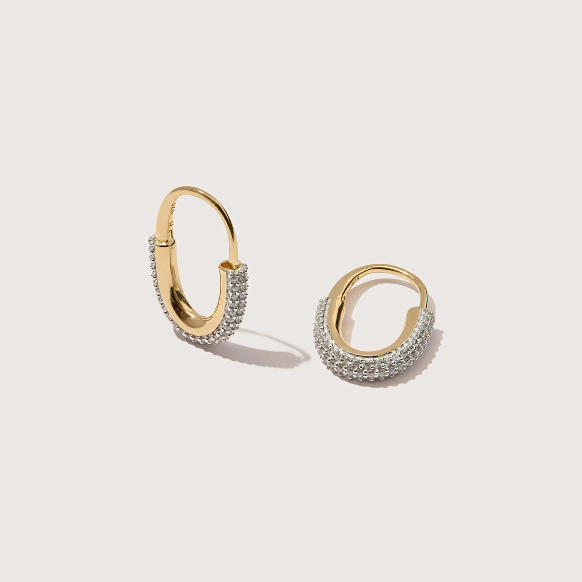 Roscida Pavé Oval Hoops in Gold Vermeil