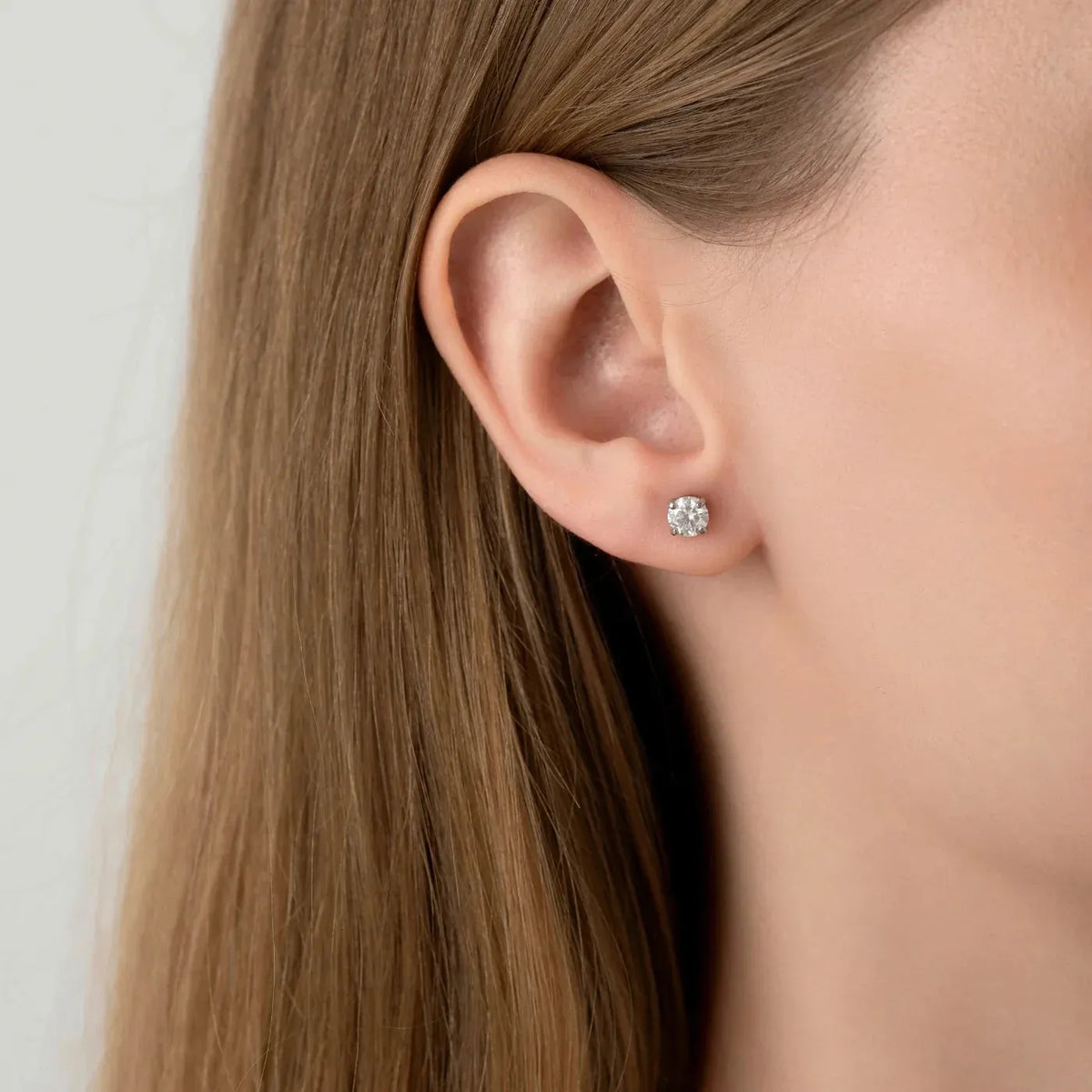 Round Cut Moissanite Stud Earrings