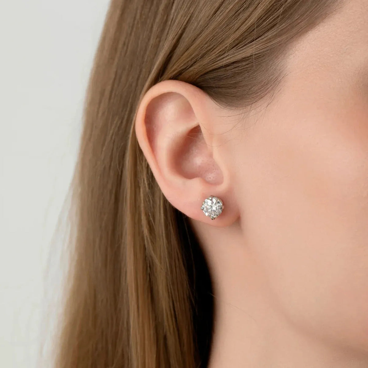 Round Cut Moissanite Stud Earrings