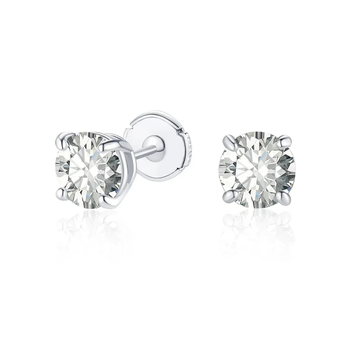 Round Cut Moissanite Stud Earrings