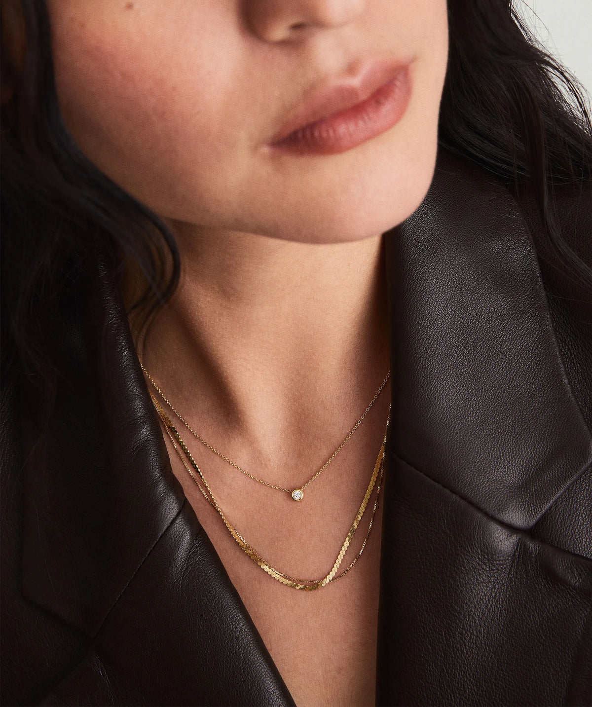 Round Diamond Bezel Pendant Necklace