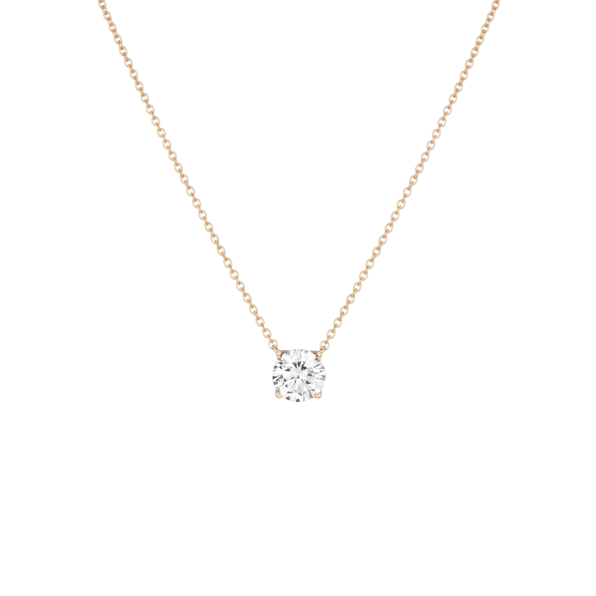 Round Gemstone Solitaire Necklace