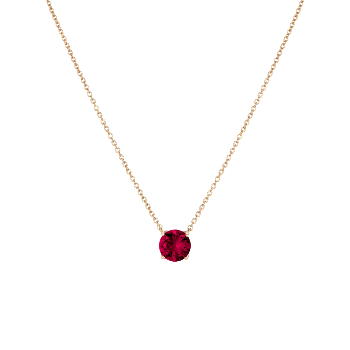 Round Gemstone Solitaire Necklace