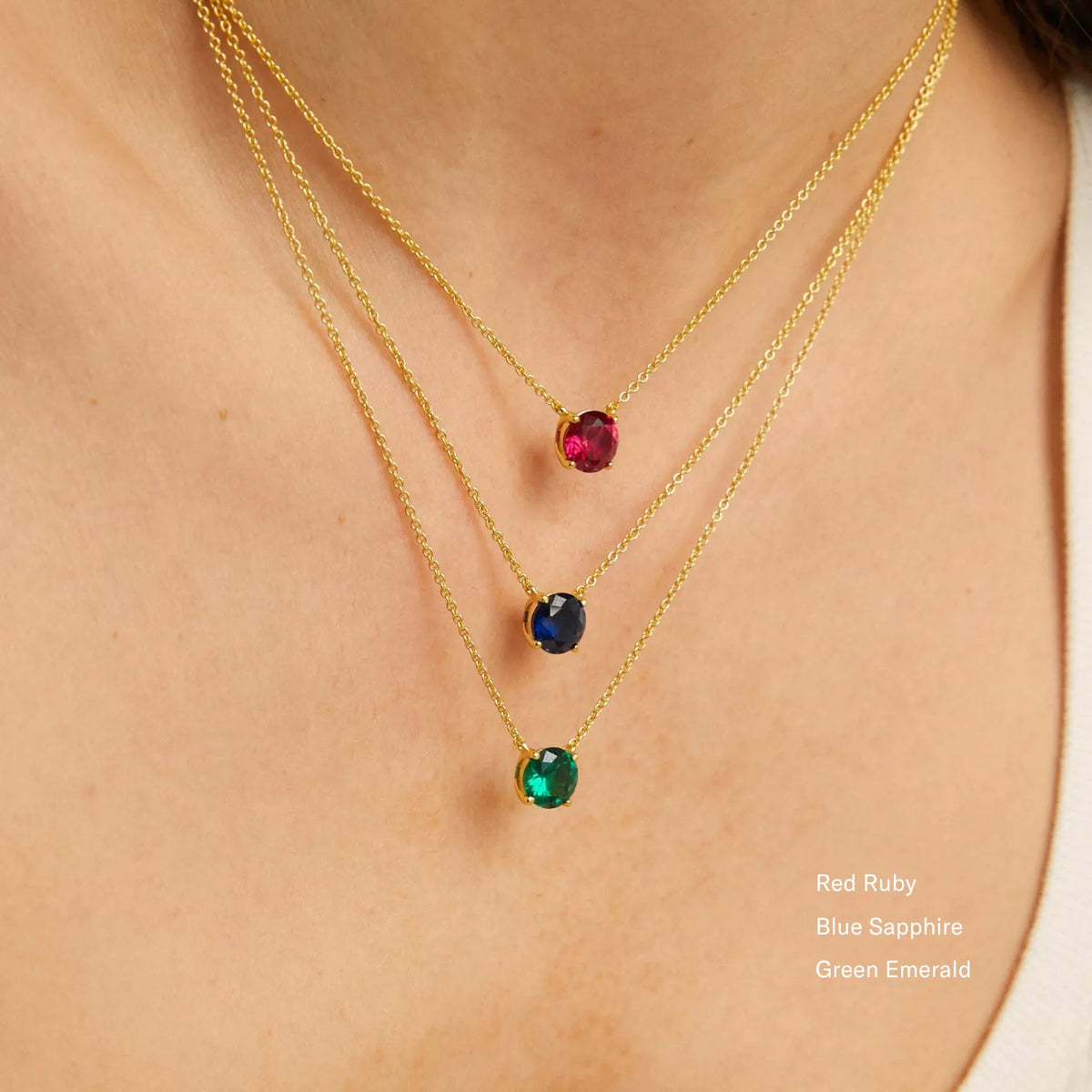 Round Gemstone Solitaire Necklace