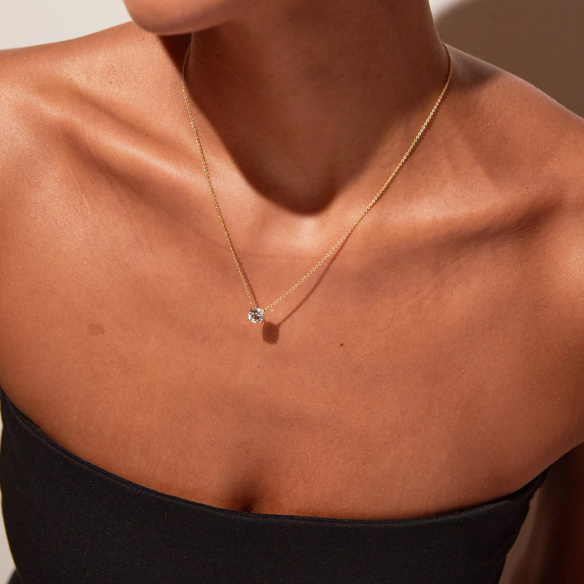 Round Gemstone Solitaire Necklace