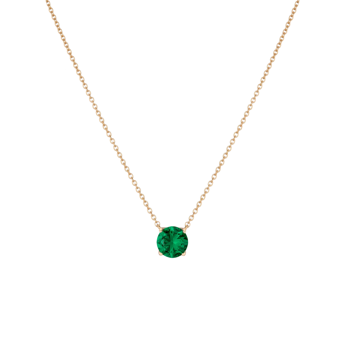 Round Gemstone Solitaire Necklace