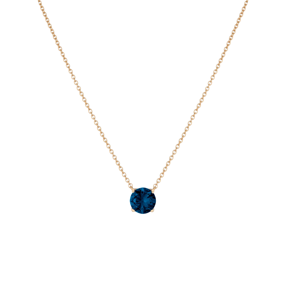 Round Gemstone Solitaire Necklace