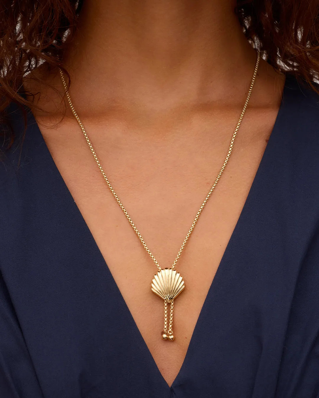 Scallop Bolo Necklace in 18K Gold Plated