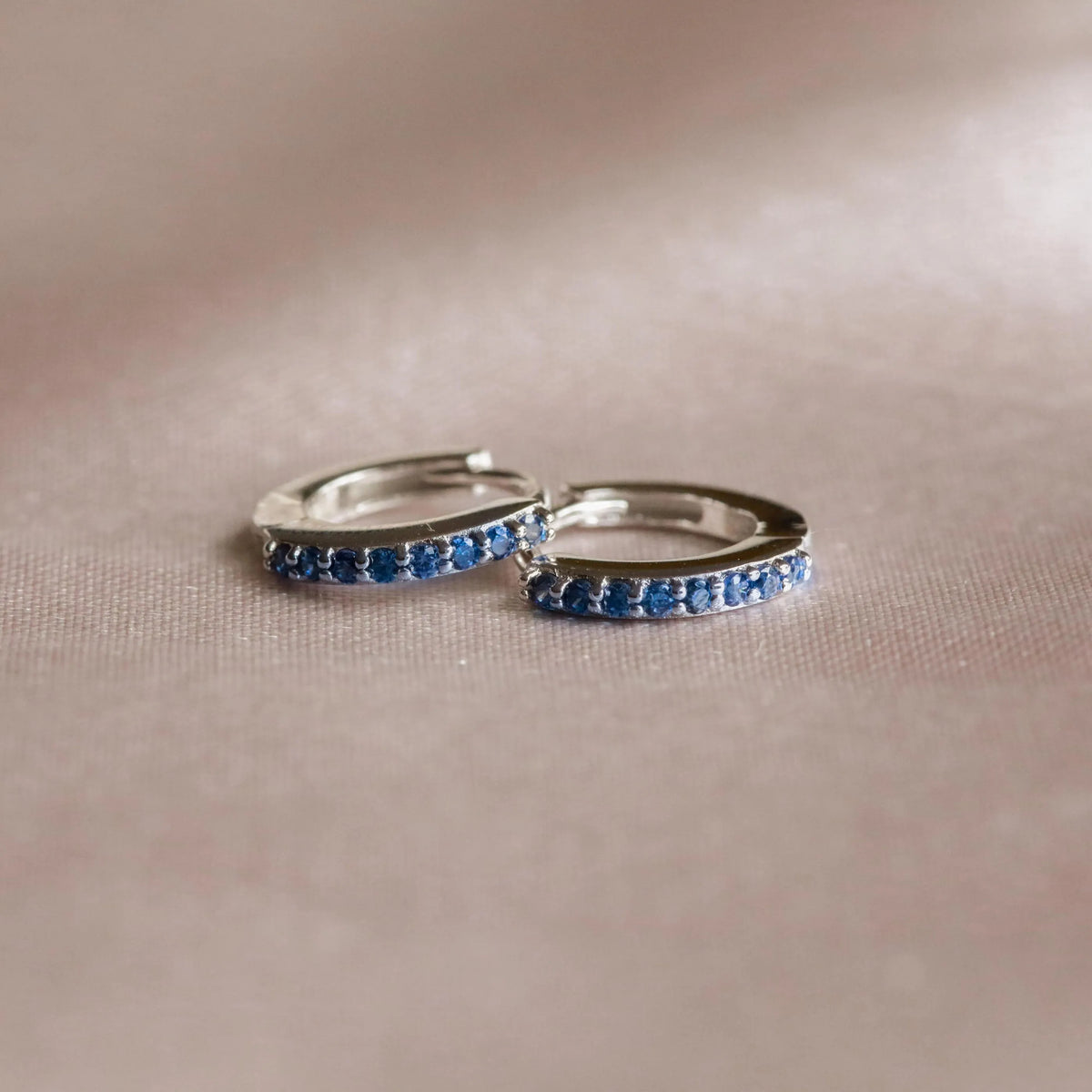 September Birthstone Huggies in Silver