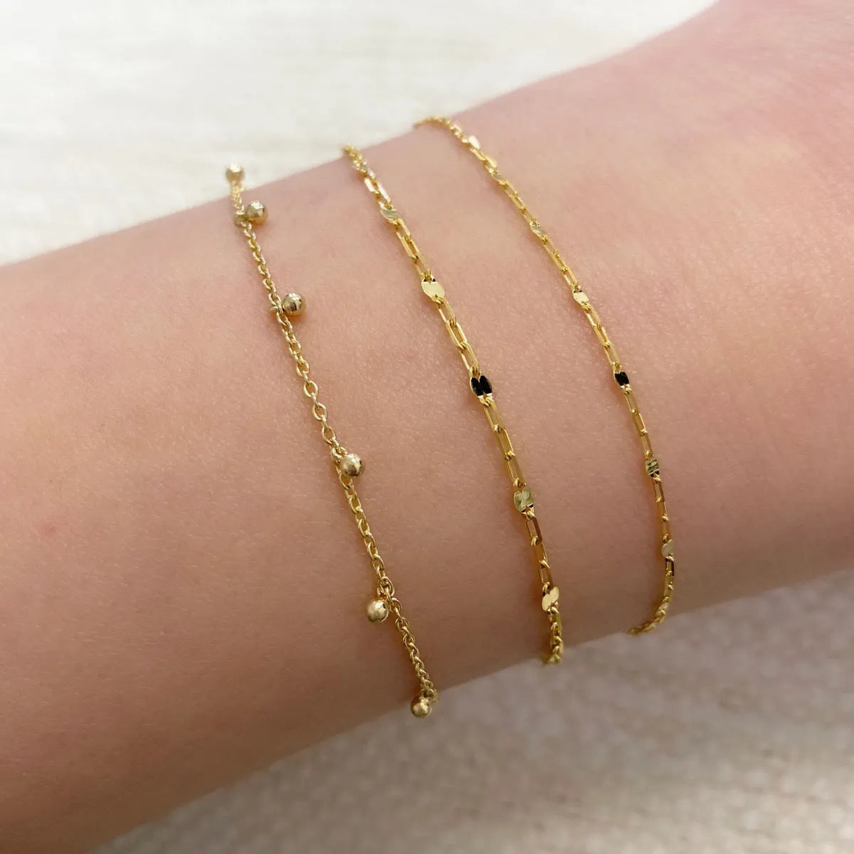 Sequin Chain Bracelet in 14K Gold
