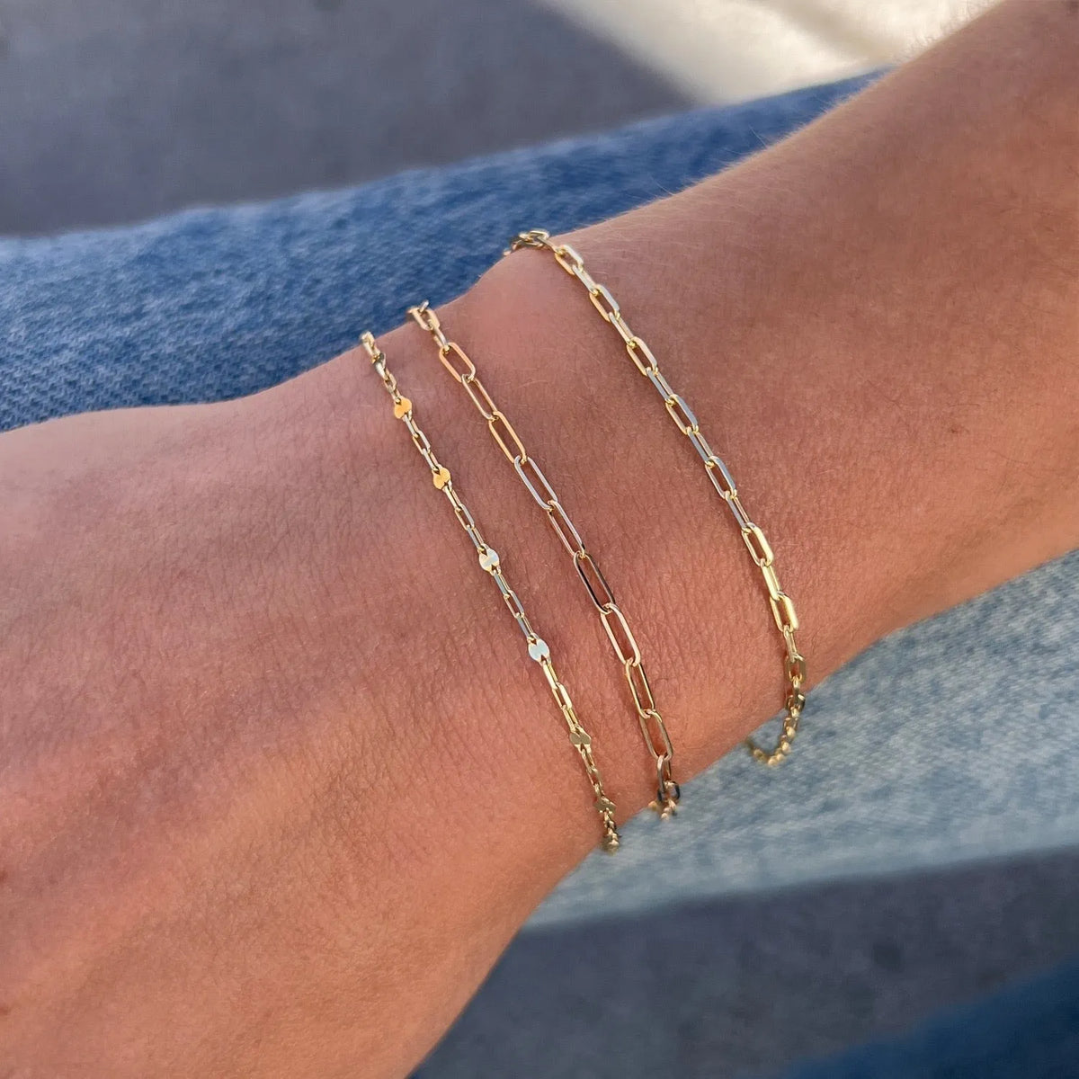Sequin Chain Bracelet in 14K Gold