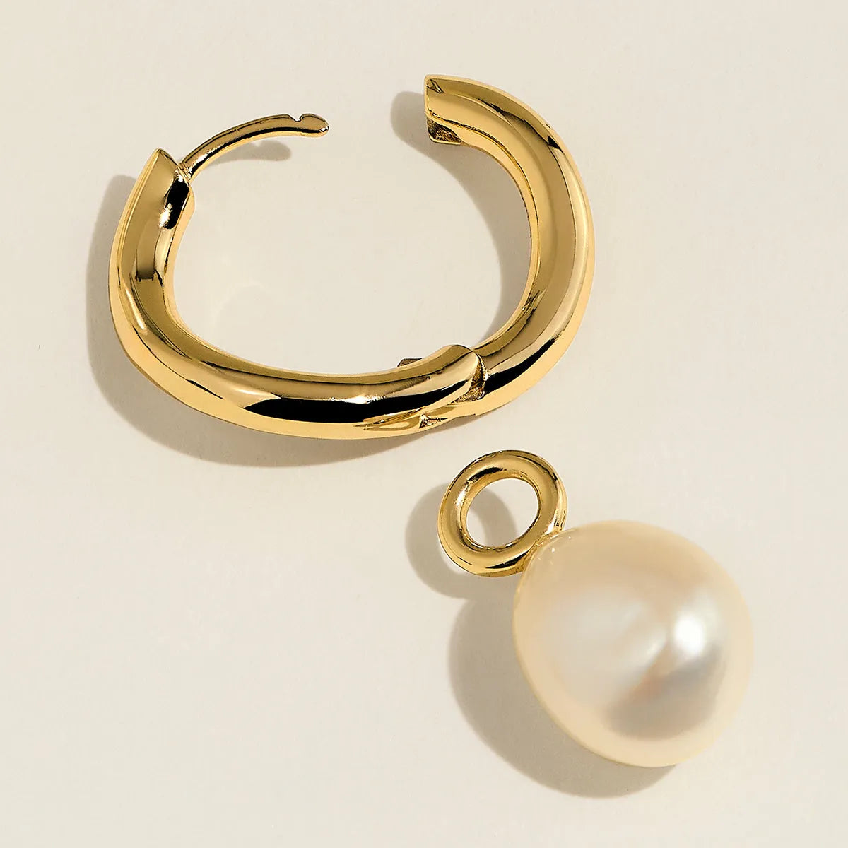 Serenity Pearl Charm Hoops in Gold