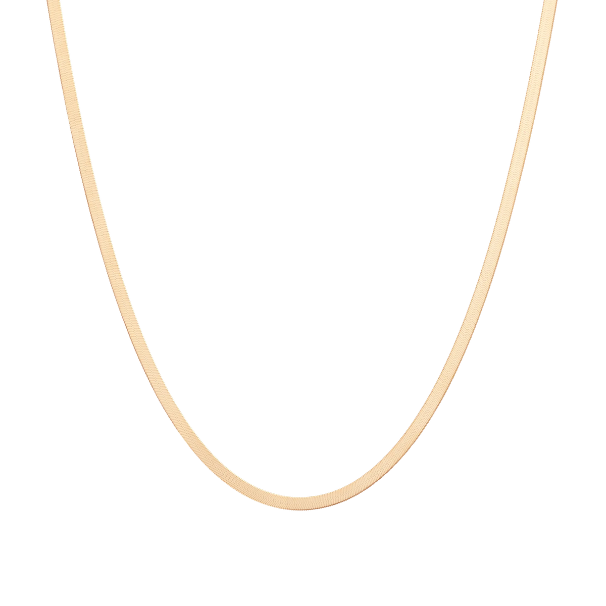 Solid Gold Herringbone Chain Necklace