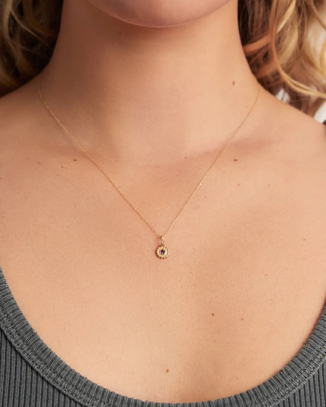 Sun Birthstone Charm in 14K Gold