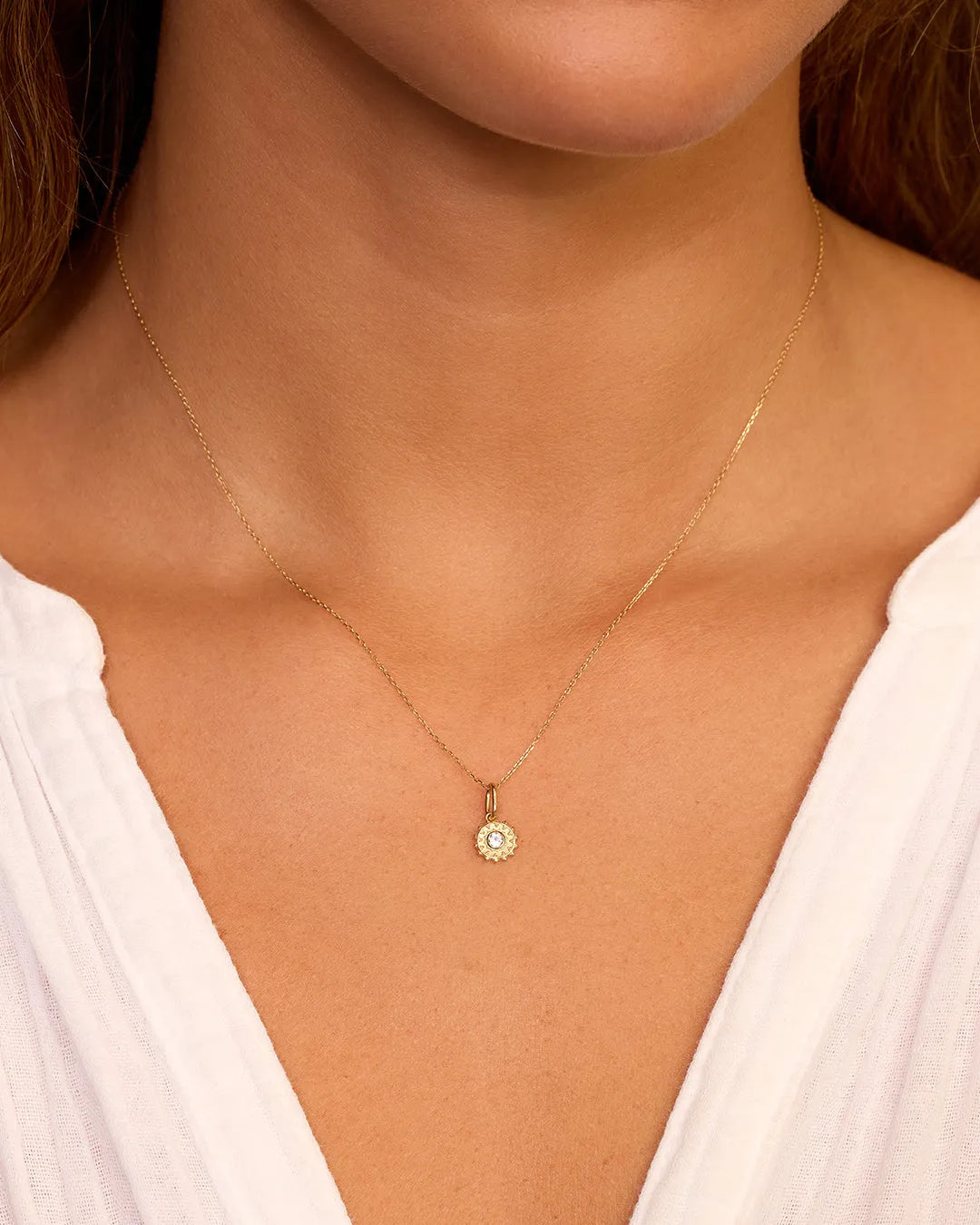 Sun Birthstone Charm in 14K Gold