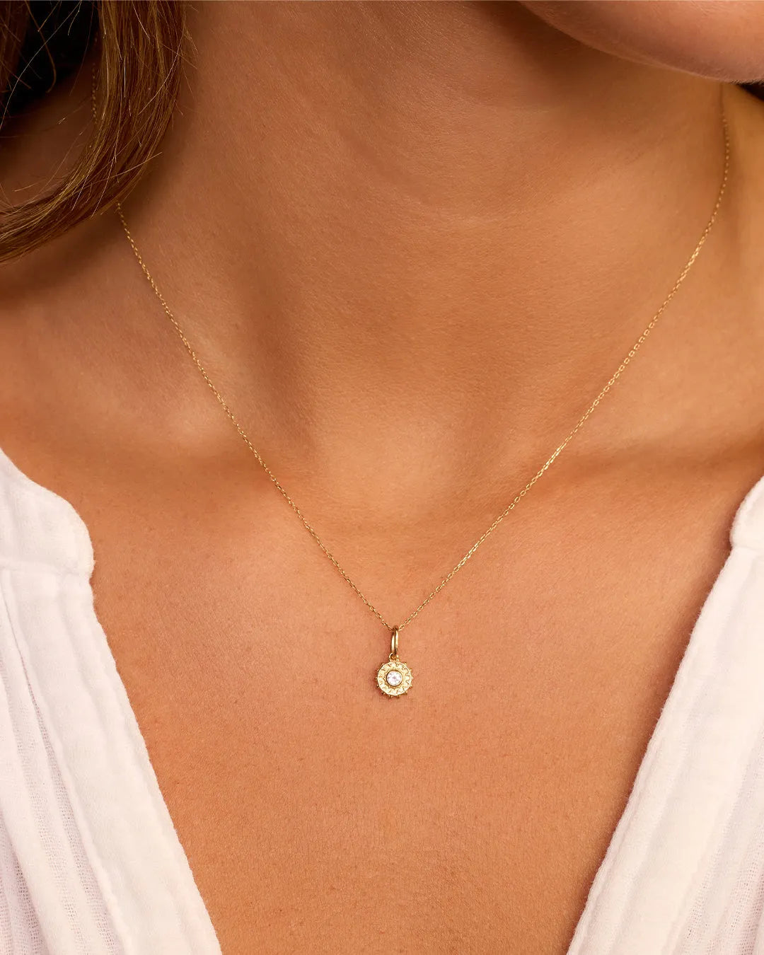 Sun Birthstone Charm in 14K Gold