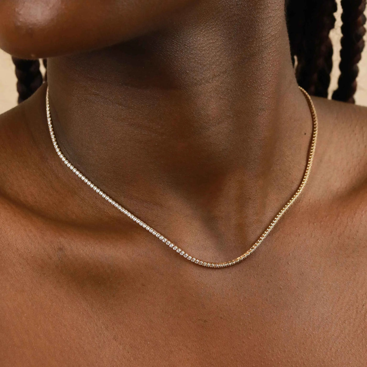 Tennis Chain Necklace in Gold